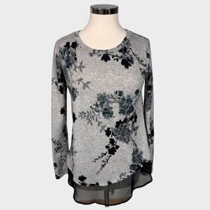 Maurices XS Black Grey Long Sleeve Tunic Top Polyester Spandex